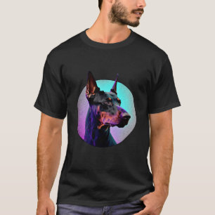 Doberman Pinscher Vaporwave Retrowave Aesthetic T-Shirt