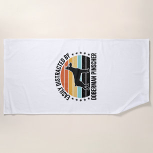 Doberman Pinscher Vintage Sunset Graphic Tee Desig Beach Towel