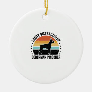 Doberman Pinscher Vintage Sunset Graphic Tee Desig Ceramic Tree Decoration