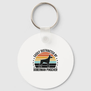 Doberman Pinscher Vintage Sunset Graphic Tee Desig Key Ring