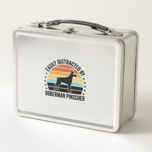 Doberman Pinscher Vintage Sunset Graphic Tee Desig Metal Lunch Box