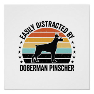 Doberman Pinscher Vintage Sunset Graphic Tee Desig Poster