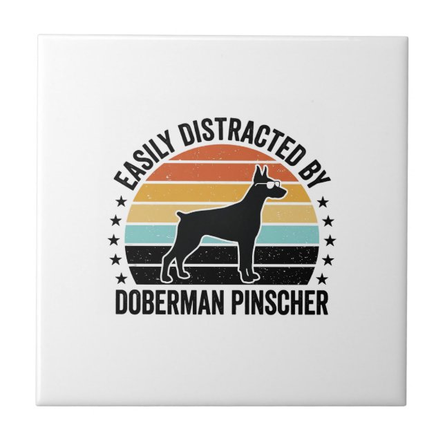 Doberman Pinscher Vintage Sunset Graphic Tee Desig Tile (Front)