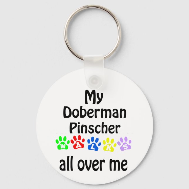 Doberman Pinscher Walks Design Key Ring (Front)