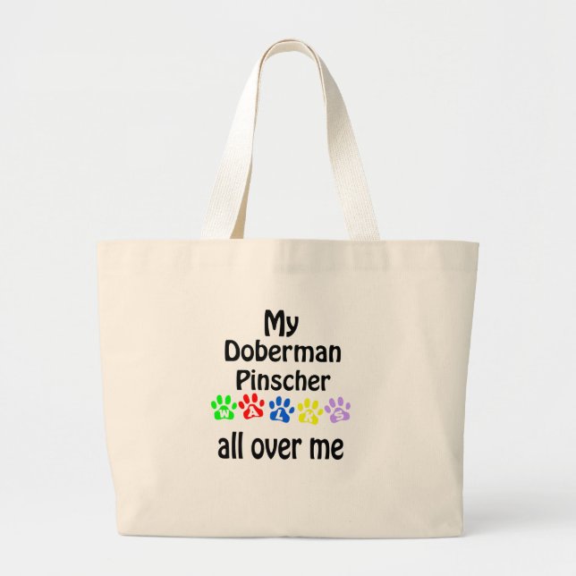 Doberman Pinscher Walks Design Large Tote Bag (Front)