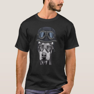 Doberman Pinscher Wearing Vintage Motorcycle Helme T-Shirt