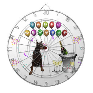 Doberman Pinscher wishing Happy New Year 2016 Dartboard