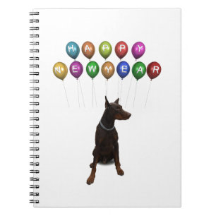 Doberman Pinscher wishing Happy New Year 2016 Notebook