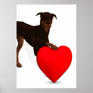 Doberman Pinscher With Heart Poster