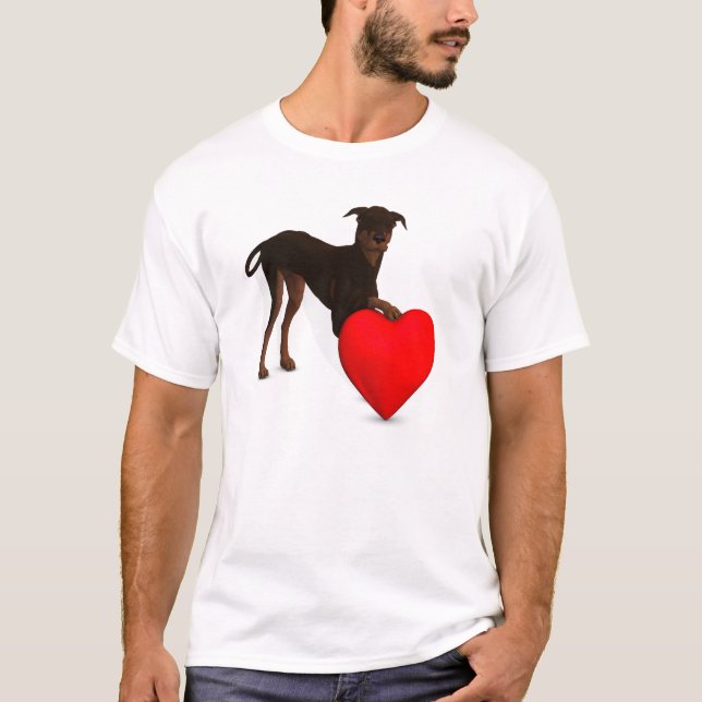 Doberman Pinscher With Heart T-Shirt (Front)