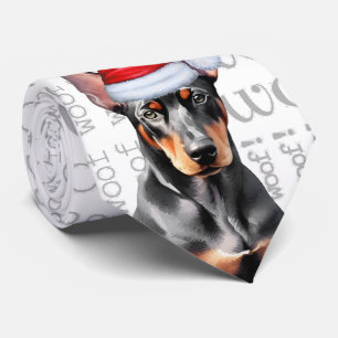Doberman Pinscher Woof Christmas Dog Lover Tie