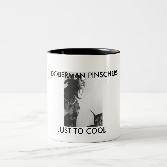 Doberman Pinschers, just to cool.. Two-Tone Coffee Mug (Center)