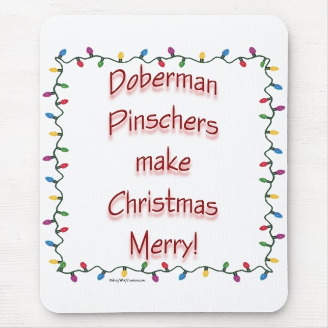 Doberman Pinschers Make Christmas Merry Mouse Mat (Front)