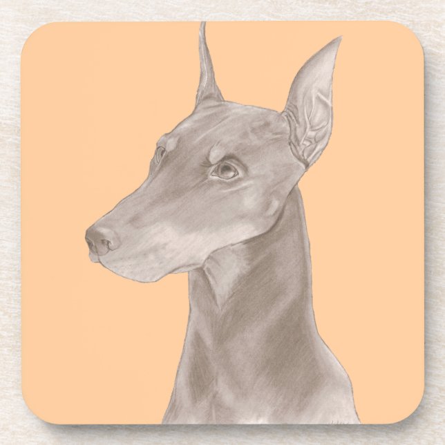 Doberman Portrait Coaster (Front)
