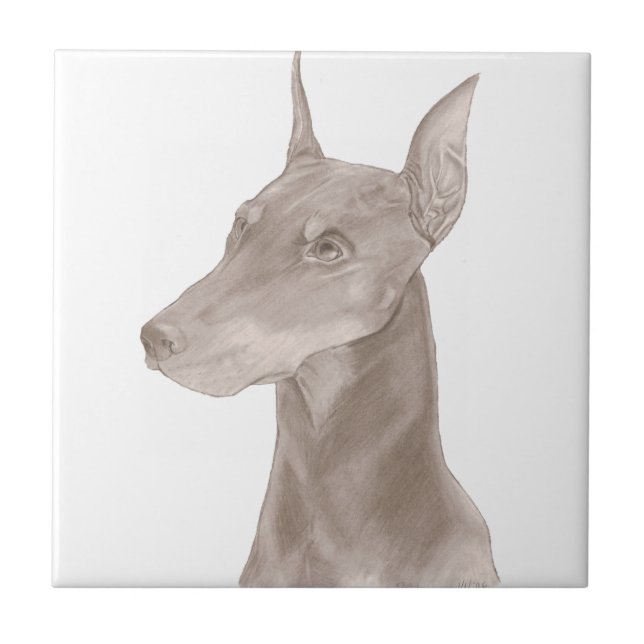 Doberman Portrait Tile (Front)