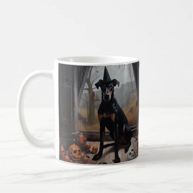 Doberman Pumpkins Halloween Scary Coffee Mug (Left)