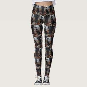 Doberman Pumpkins Halloween Scary Leggings