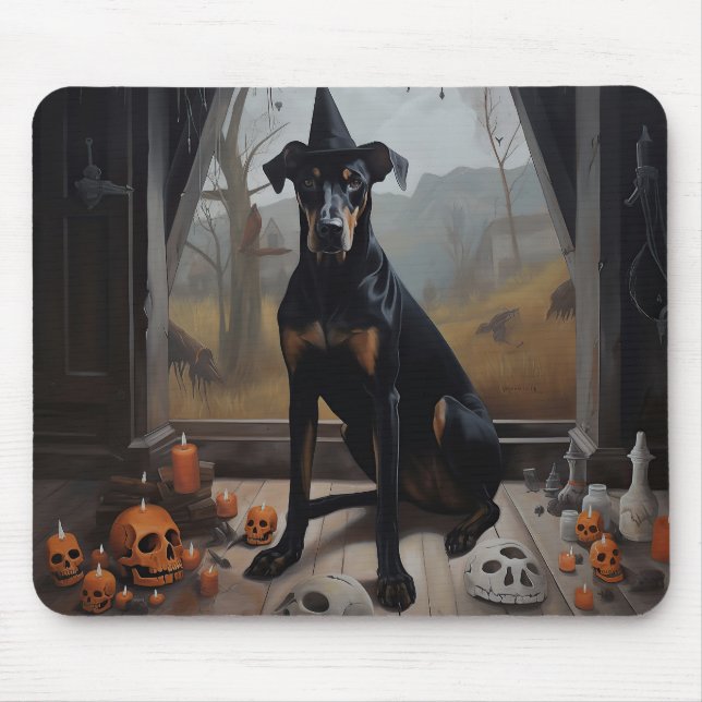 Doberman Pumpkins Halloween Scary Mouse Mat (Front)