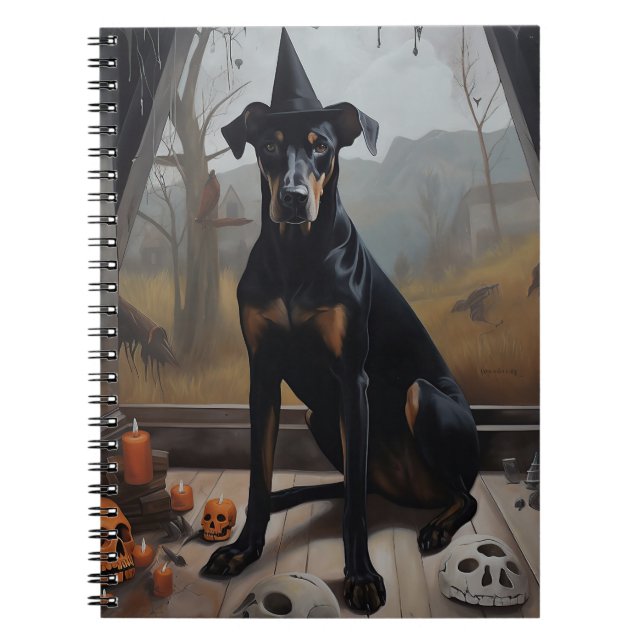 Doberman Pumpkins Halloween Scary Notebook (Front)