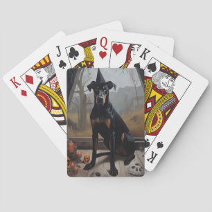 Doberman Pumpkins Halloween Scary Playing Cards