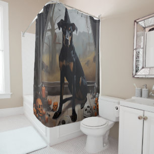 Doberman Pumpkins Halloween Scary Shower Curtain