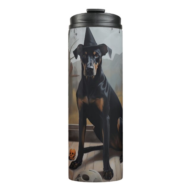 Doberman Pumpkins Halloween Scary Thermal Tumbler (Front)