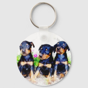 Doberman puppies keychain