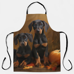 Doberman Puppy Autumn Delight Pumpkin Apron
