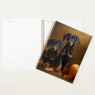 Doberman Puppy Autumn Delight Pumpkin  Planner