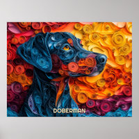 Doberman Quilling Art Dog Portrait