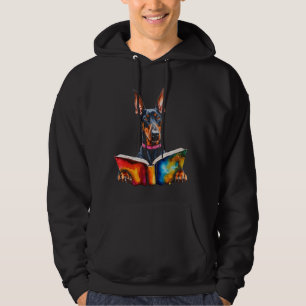 Doberman Reading Book Dog Funny Animal Art Print G Hoodie