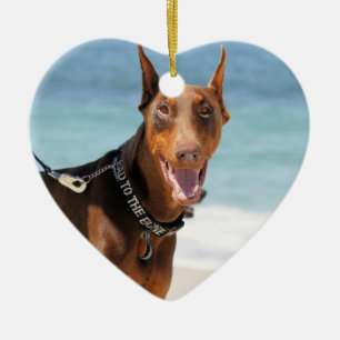 Doberman - Red - Bad to the Bone Ceramic Tree Decoration