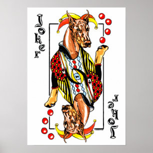 Doberman Red Joker Poster