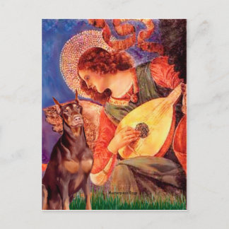 Doberman (red) - Mandolin Angel Postcard
