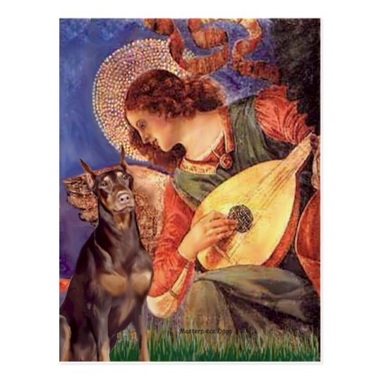 Doberman (red) - Mandolin Angel Postcard