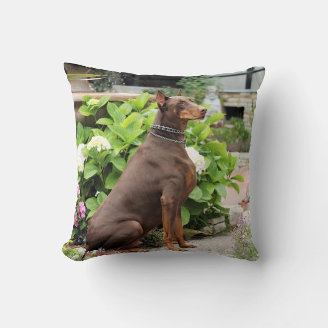 Doberman - Red - Rocky - Carmel Church Garden Cushion (Front)