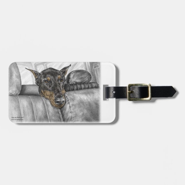 Doberman Riding in Car Luggage Tag (Front Horizontal)