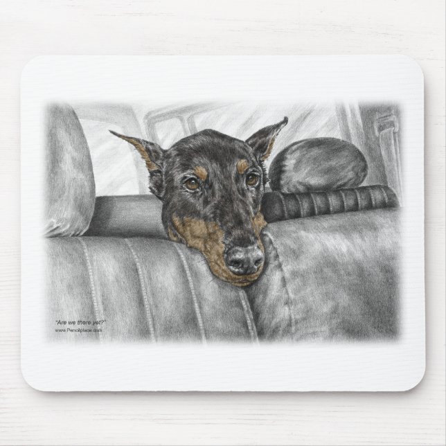 Doberman Riding in Car Mouse Mat (Front)