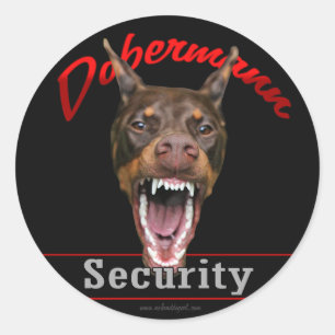 Doberman Security Classic Round Sticker