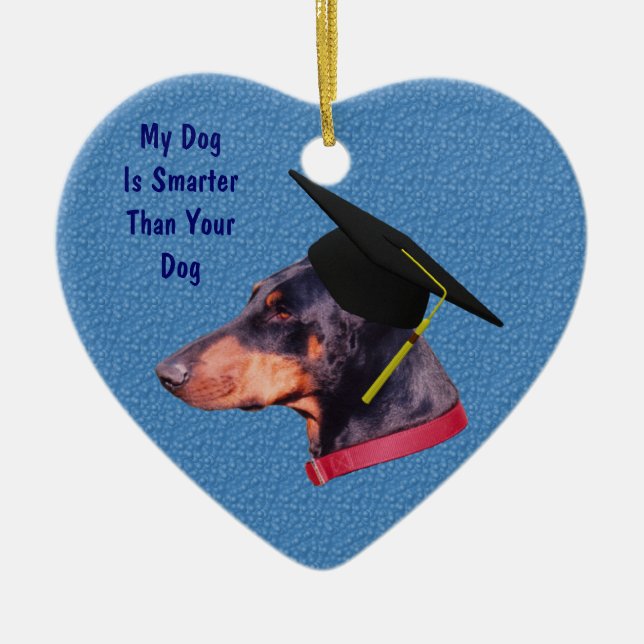 Doberman Smarter Funny Dog Ornament (Front)