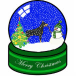 doberman snow globe photo sculpture decoration<br><div class="desc">cute holiday ornament</div>