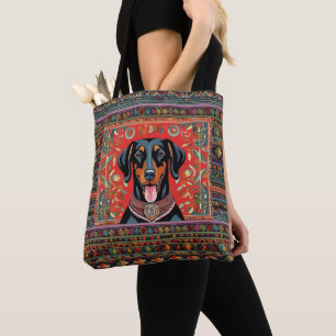 Doberman Southwest Colour Pallet Dog Fun Tote Bag