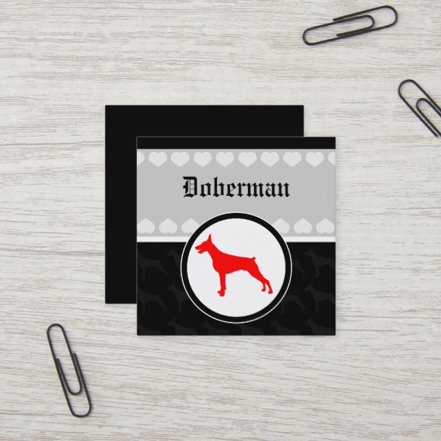 Doberman square business card (Front/Back In Situ)