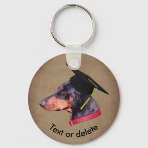 Doberman The Graduate Funny Dog Personalised Key Ring