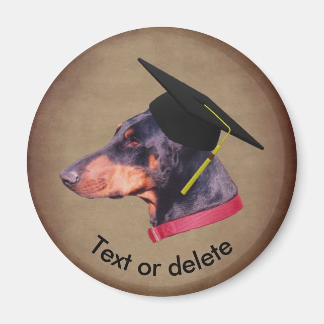 Doberman The Graduate Funny Dog Personalised Magnet (Front)