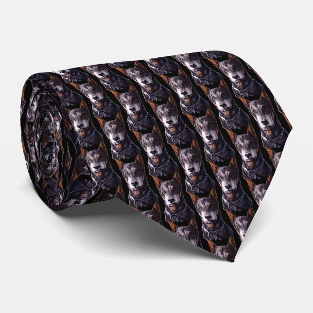 Doberman Ties Doberman Pinscher Dog Neck Tie (Rolled)