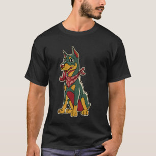 Doberman Tongue Out Retro Dog Art Paisley Bandanna T-Shirt