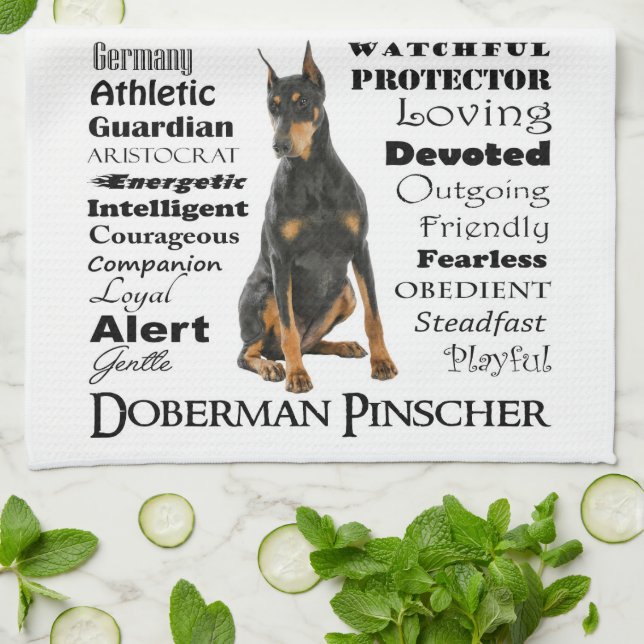 Doberman Traits Kitchen Towel (Folded)