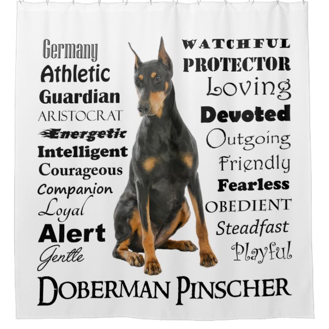 Doberman Traits Shower Curtain (Front)