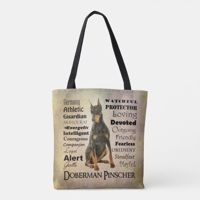 Doberman Traits Tote Bag (Back)